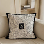 housse coussin moderne motif floral polyester respectueux environnement blanc noir fixations