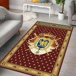 tapis armoiries bleu doré classique salon chambre extérieur 120x160cm polyester lavable