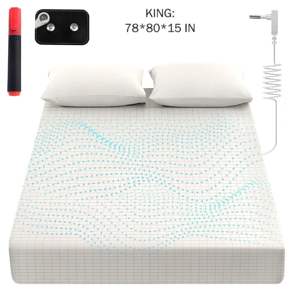 drap housse gaufré blanc gris king queen coton argent antimicrobien snaps modernes minimalistes