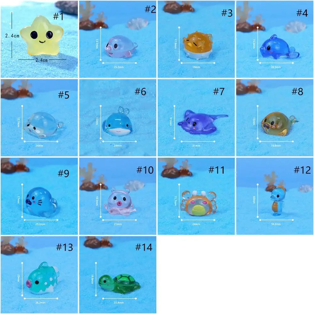 ornement lumineux dessin animé figurines animaux transparentes motifs colorés résine finition mat cartoon miniature