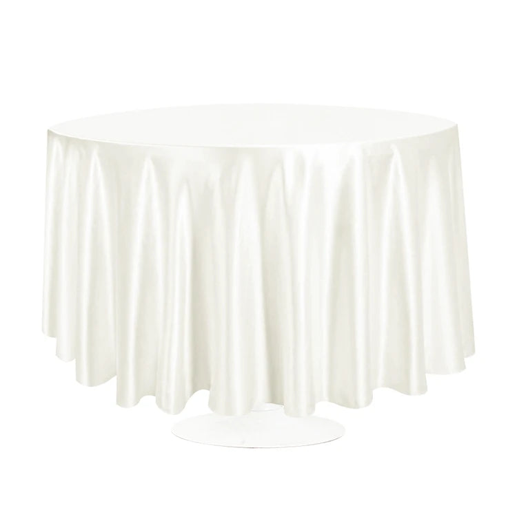 nappe table ronde satin blanc noir unie moderne opaquer 145cm 180cm 200cm 228cm