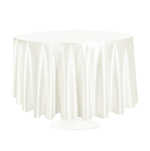 nappe table ronde satin blanc noir unie moderne opaquer 145cm 180cm 200cm 228cm