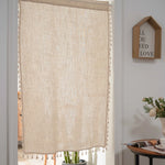 rideau boho chic beige clair tassel opacité tissage léger franges chambre salon
