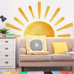 sticker mural moderne rayons solaires or jaune décoration chambre enfants Boho aquarelle autocollant vinyle
