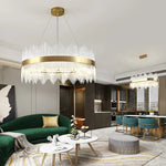 suspension lumineuse or moderne cristal pendants transparents 6000k 3000k télécommande dia100cm dia80cm l120cm