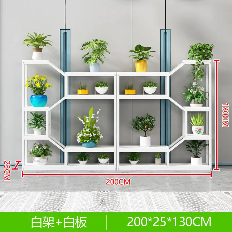étagère modulaire métal bois industriel plantes d'intérieur pots fleurs blanc