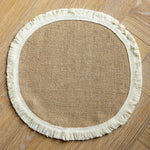 serviettes table beige blanc tissu naturel franges rustique chic noël mariage fêtes anniversaire