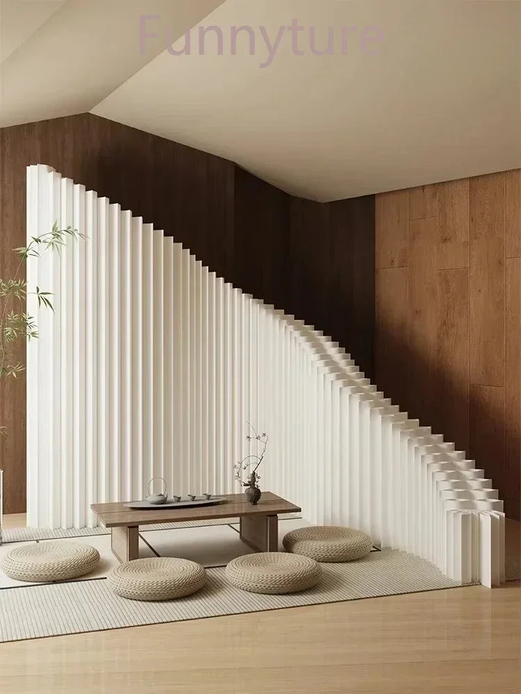 panneaux décoratifs blancs rayures verticales moderne cloisons papier kraft pliables sans poinçonnage décoration murale