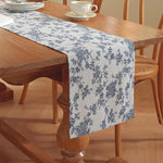 nappe table motif floraux coton polyester rustique beige bleu foncé dimensions variées