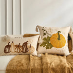 housse coussin brodée citrouille motif automne rustique tassel adhésif décoration maison nordique polyester coton