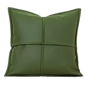 housse coussin vert olive motif géométrique contemporain polyester respectueux environnement coussin