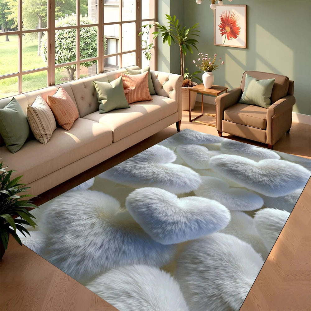 tapis moderne multicolore peluche coeurs salon chambre extérieur 120x160cm polyester