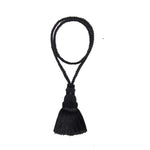 pompons rideau doré noir rose bleu franges tissé élégant accessoire décoration maison
