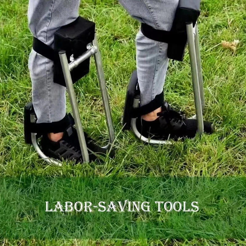 appui genou pratique robuste tissu noir métal lisse ceintures ajustables jardin travaux agricole