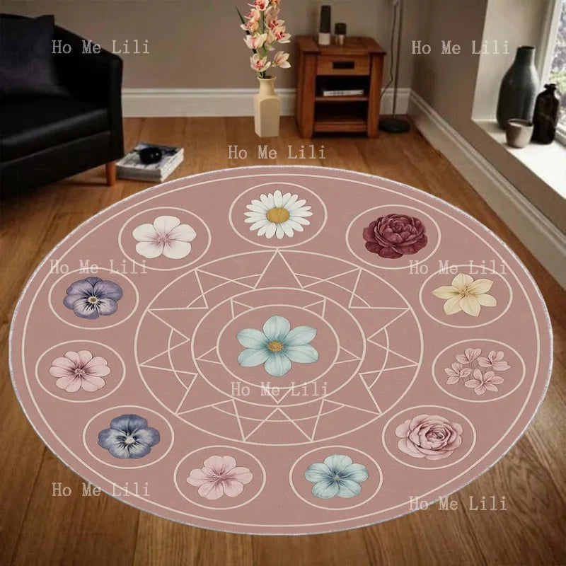 tapis rond fleurs colorées moderne tapis flanelle usage intérieur extérieur