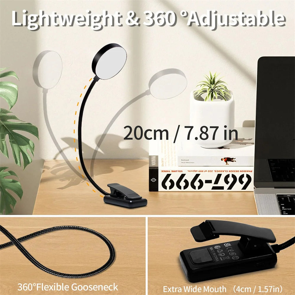 lampe lecture rechargeable led flexible pince usb variable moderne minimaliste