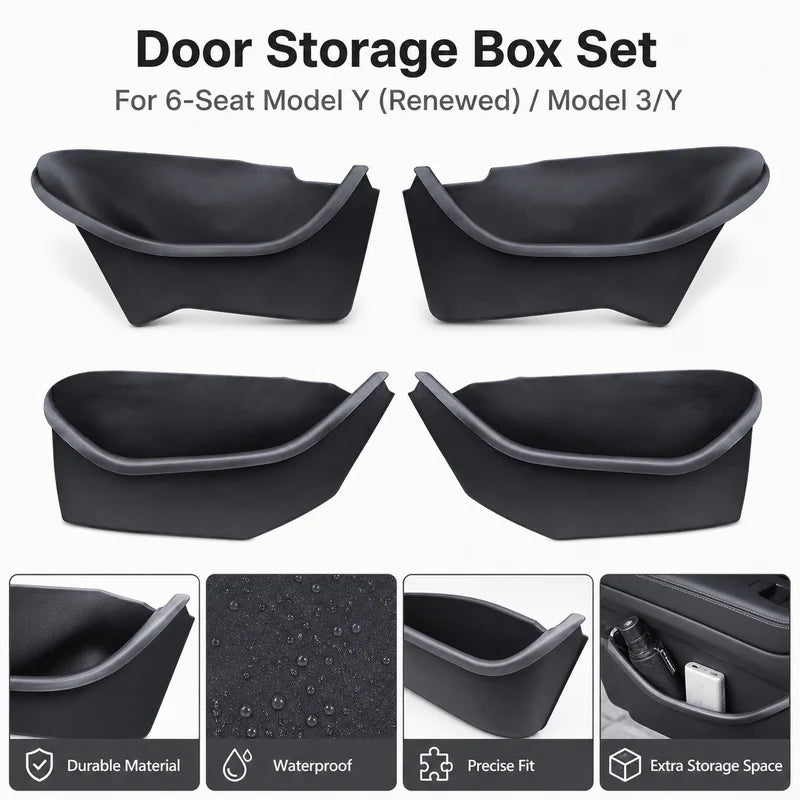 boîtes rangement porte voiture tesla noir mat contemporain clips sécurité