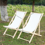chaise longue pliable bois massif toile rayée plateau d'appoint plage