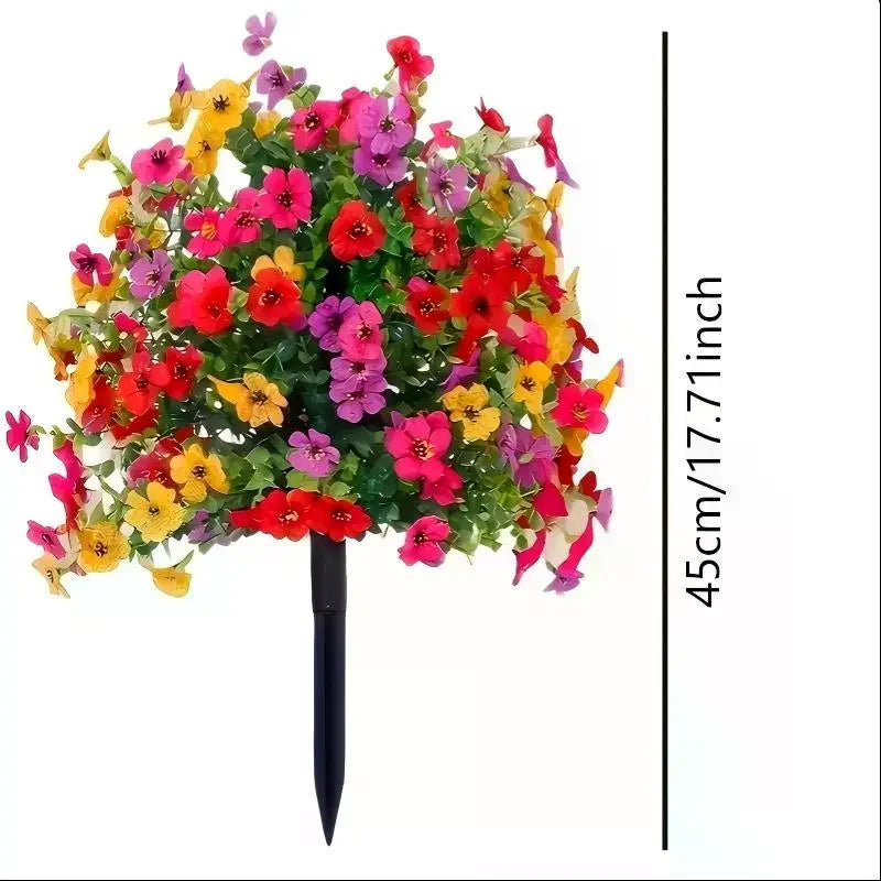bouquet artificiel fleurs rouges roses jaunes violettes ornement intérieur moderne décoration maison piquet métallique