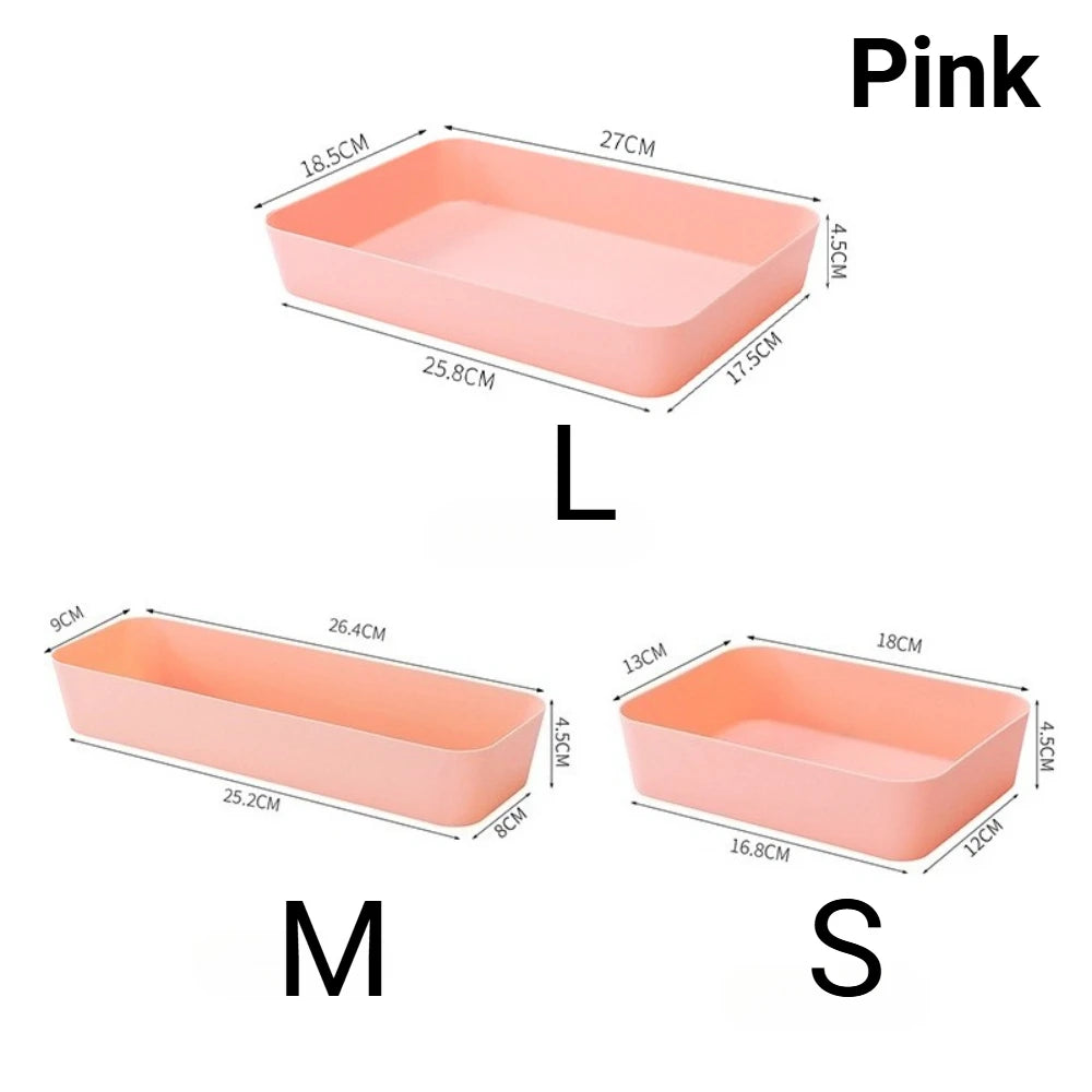 boîtes rangement réutilisables plastique moderne rose bleu blanc minimalistes multifonctionnelles cosmétiques cuillères fourchettes assiettes