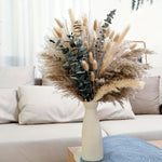 bouquet fleurs séchées beige vert boho rustique décoration intérieure anniversaire mariage pendaison crémaillère