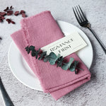 lot dix serviettes table coton beige clair franges rustiques mariage décoration chic maison