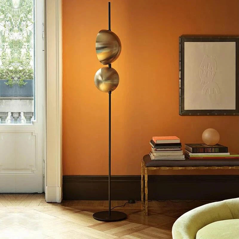 lampe sol led noir doré minimaliste double abatjour moderne 15 30mètres carrés