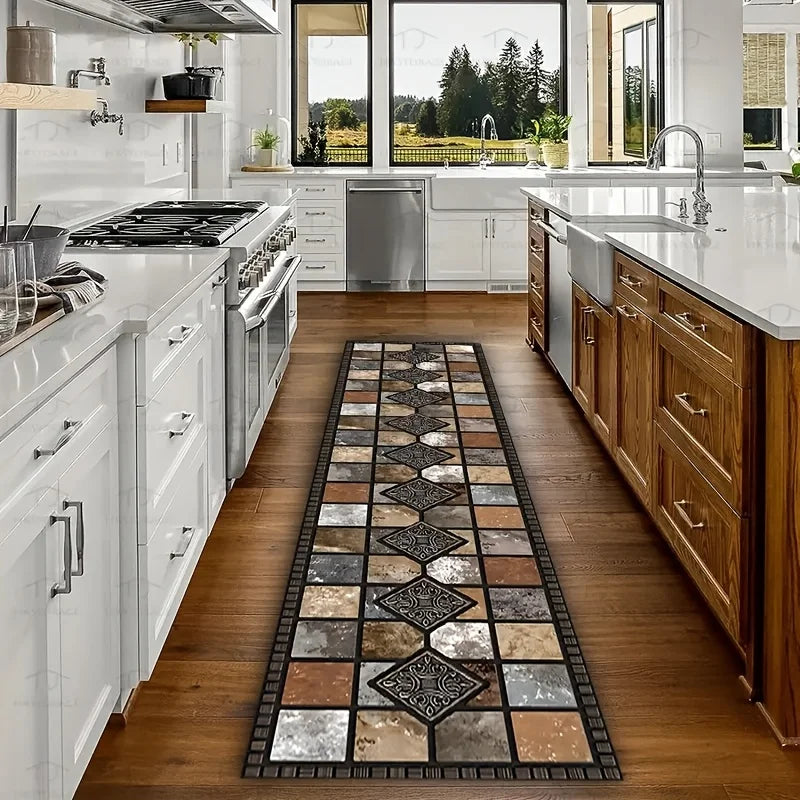 tapis multicolore patchwork moderne motifs géométriques imperméable anti bactéries non glissant salon cuisine