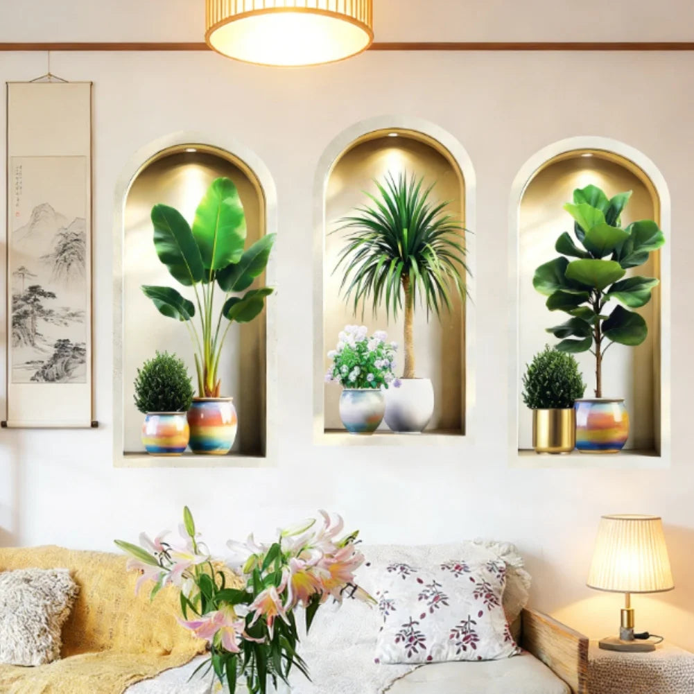 décoration murale 3d arc ciel plantes fleurs imitation pierre moderne bohème 30x60cm 40x80cm