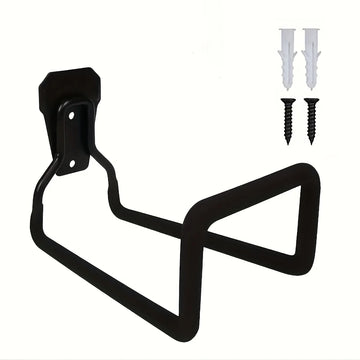 support mural tuyau arrosage robuste noir vert fixations vis mur utilitaire rangement outils fonctionnel
