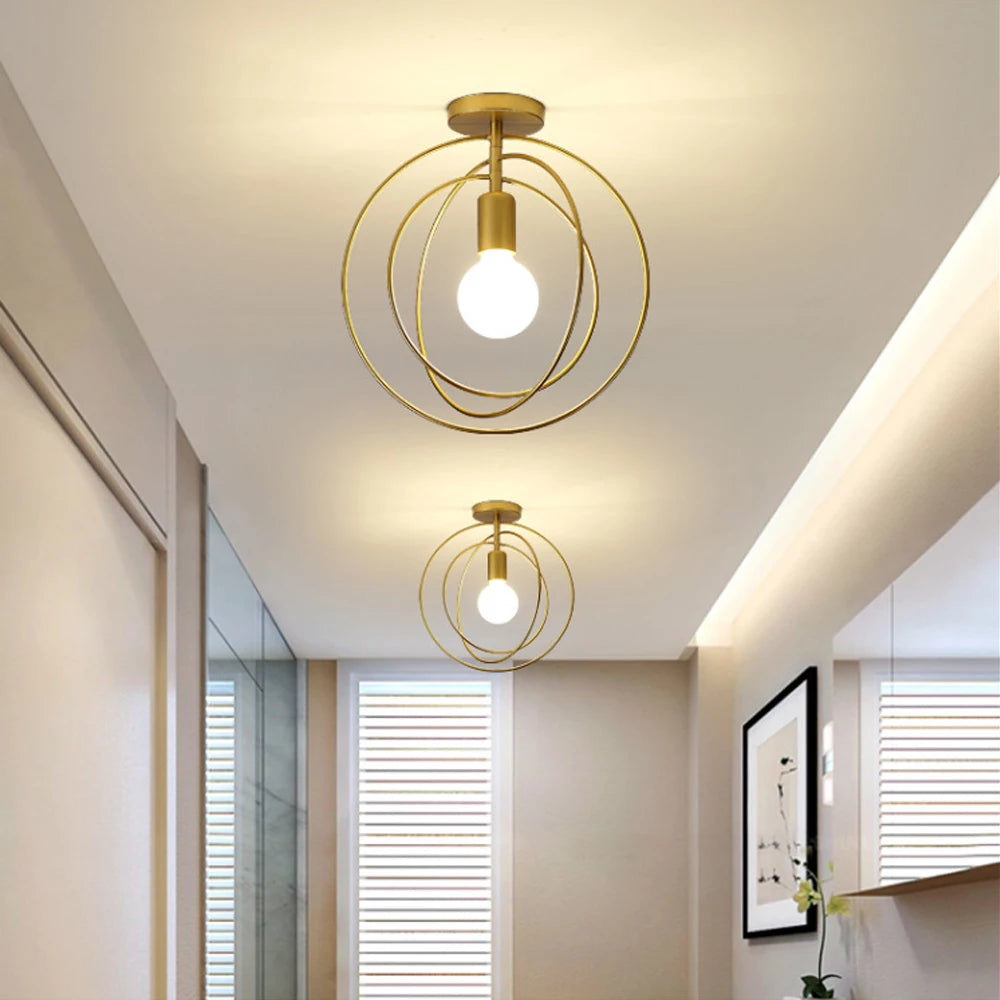 lampe moderne or structure métallique géométrique éclairage quotidien chambre cuisine salle manger entree