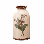 vase vintage floral poterie opaque couleur beige vert rose brun