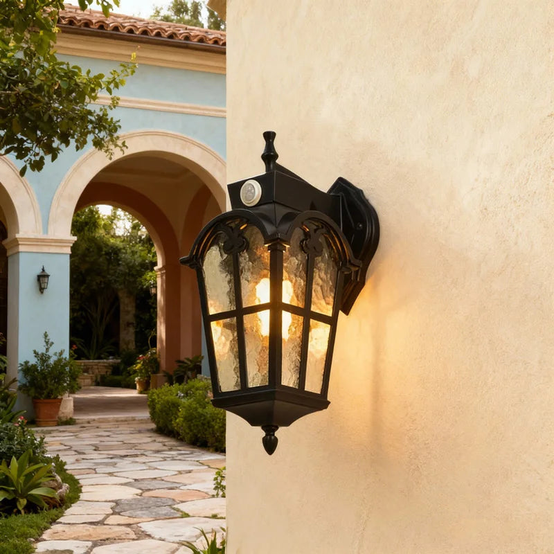 lampe murale classique verre texturé noir ip65 led éclairage commercial fixations murales haute qualité