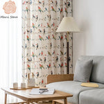 rideau oiseaux colorés moderne polyester opaque maison chambre salon