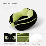 coussin voyage ergonomique forme noir vert clair texture veloutée moderne