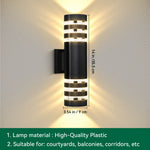 applique murale extérieure led noire moderne rayures blanches deux ampoules e27