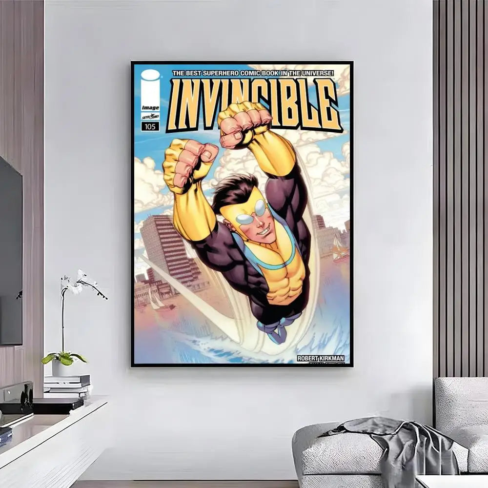 affiche invincible comics multicolore personnages dynamique moderne cadre fácil appliquer decoration
