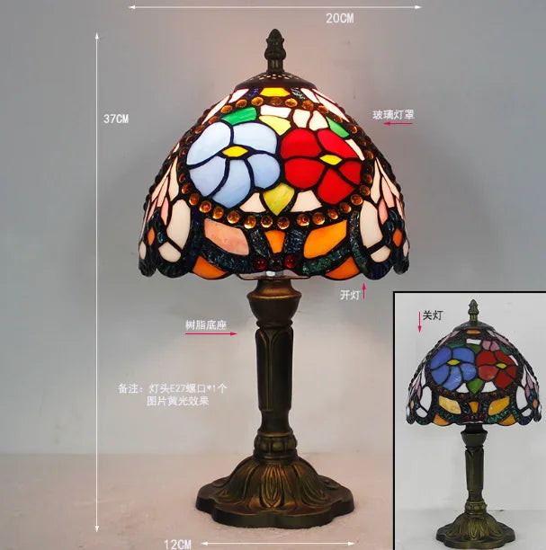 lampe table tiffany multicolore mosaïque verre floral géométrique art nouveau