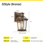 lampe murale extérieure hydrofuge bronze noir verre transparent classique fixations lumière led