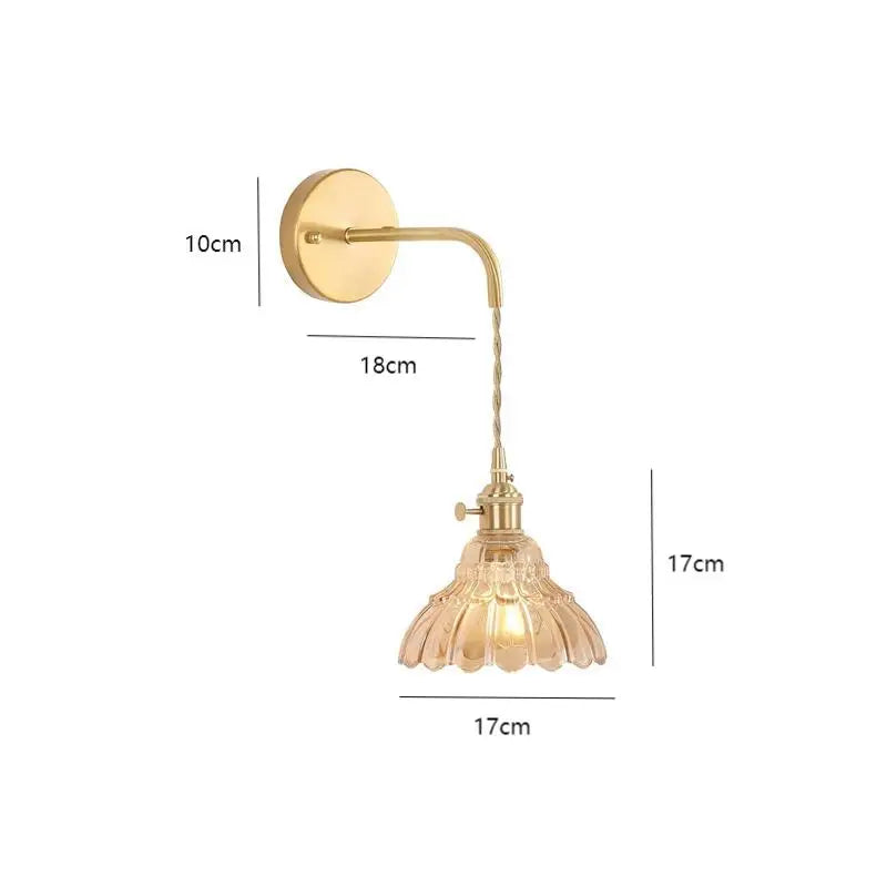 Lampe mur verte striée finition dorée vintage interrupteur on off