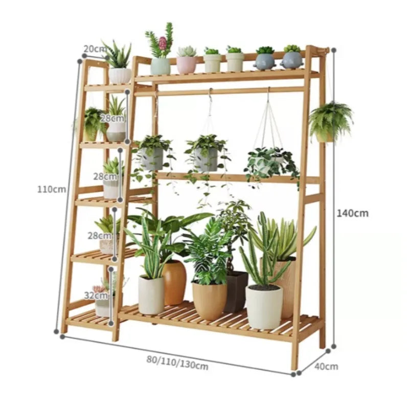 étagère plantes bois naturel moderne vis fixations pots différents 80cm largeur