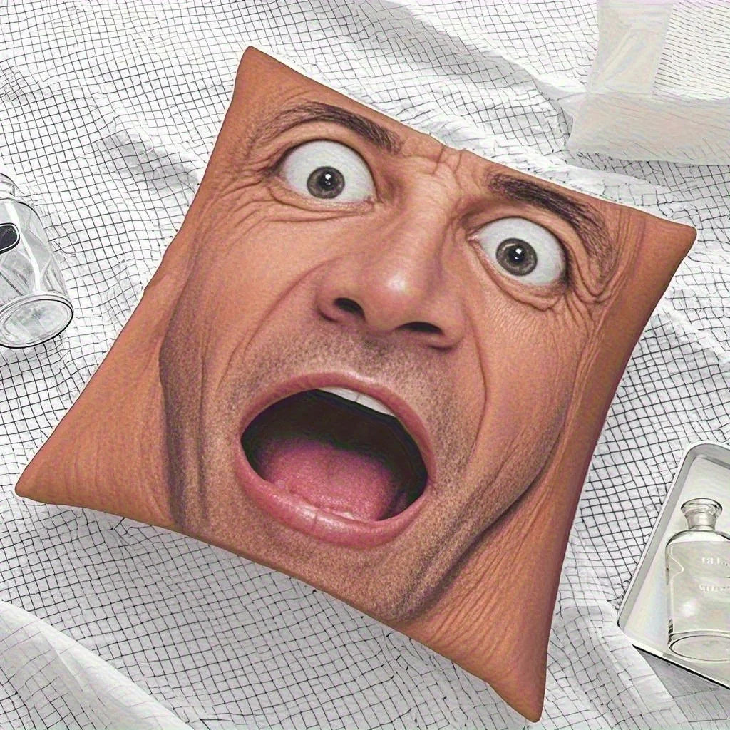 coussin carré moderne beige visage masculin lisse opaque housse coussin polyester lavable machine