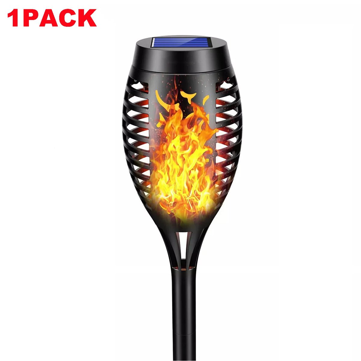 torche solaire moderne flamme imprimée noir orange jaune extérieure jardin ip65 led autoinstallation
