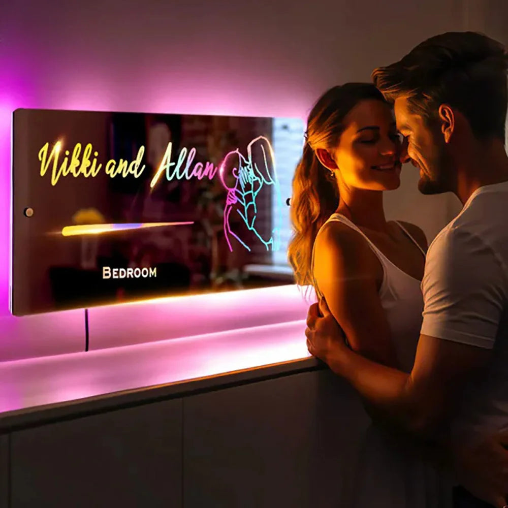 Décoration murale miroir LED chambre