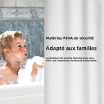 rideau douche blanc uni moderne aimants lestés opacité toilettes 120x180cm 154x180cm 180x180cm 180x200cm respectueux