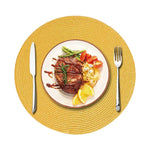 assiettes tissées modernes beige bleu gris jaune opaques set table noël festive