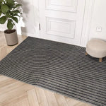 tapis d'entrée moderne rayures vert foncé marron gris antidérapant resistant taches