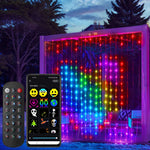 Guirlande rideau lumineuse intelligente 400 LEDs suspendue sur un mur
