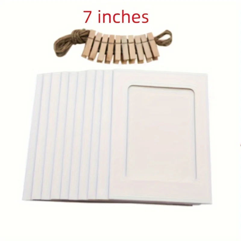 cadres photo carton noir marron blanc pinces bois suspension mur decorative rustic minimaliste