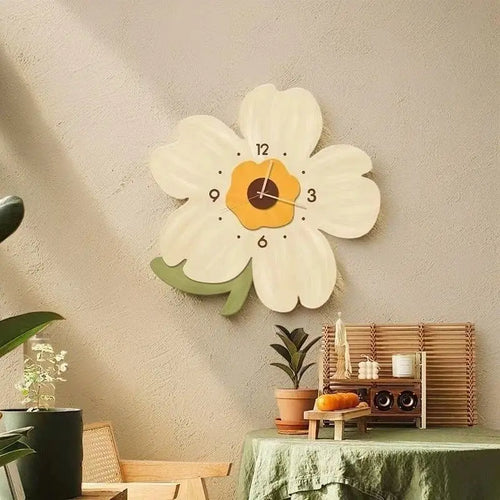 horloge murale moderne motif fleurs colorées décoration salon maison silencieuse grande taille